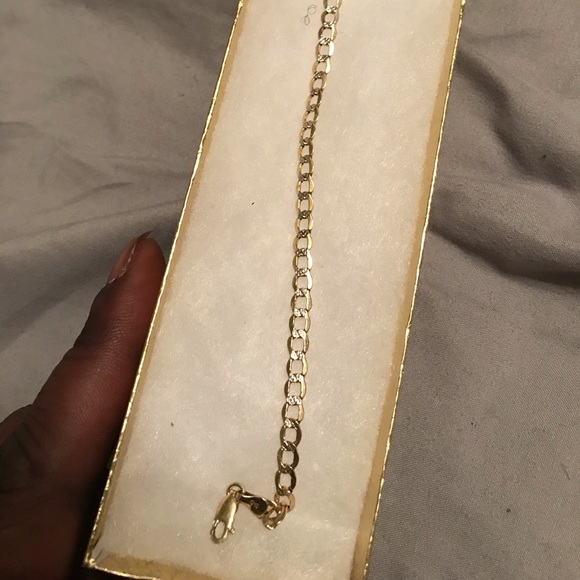 10k gold Cuban link bracelet with white gold cuts - Picture 2 of 5